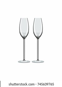 Champagne glasses on a white background