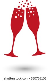 Champagne glasses - red vector  icon with shadow