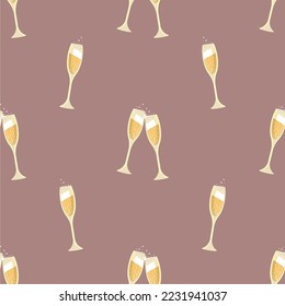 champagne glasses ,seamless pattern for gift wrapping, cards