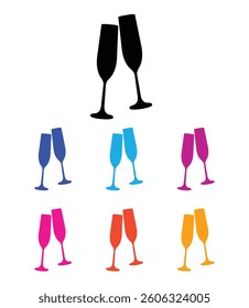 champagne glasses set vector design illustration