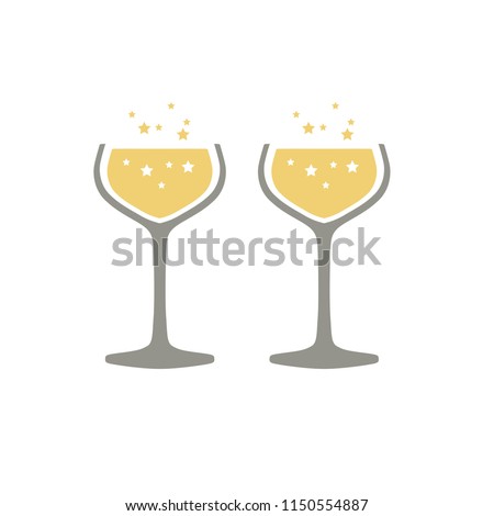 Champagne glasses with star bubbles