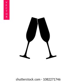 Champagne Glasses Vector Icon, Logo