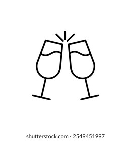 Champagne glasses vector icon outlined style.