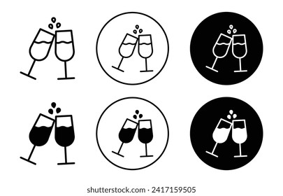 champagne glasses vector icon set collection. champagne glasses Outline flat Icon.