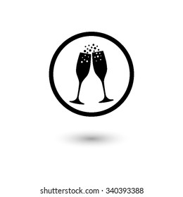 Champagne glasses - vector icon with shadow