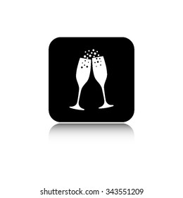 Copas de champán - icono de Vector con sombra