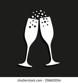 Champagne glasses -  vector icon with shadow