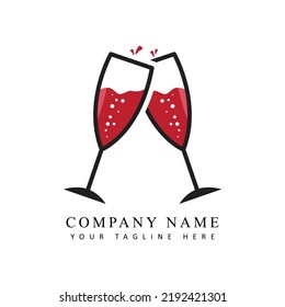 Champagne glasses vector icon. Glasses with wine illustration symbol. cheers sign or logo.