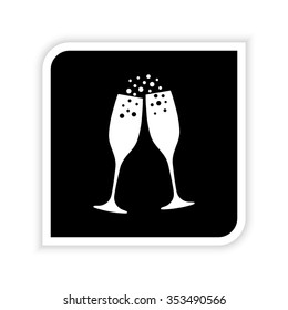 Champagne glasses -  white vector icon