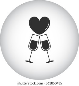 Champagne glasses wine couple love drink symbol sign silhouette icon on background