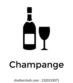 Champagne glyph icon vector 