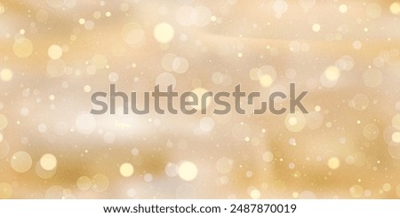 Champagne gradient seamless bg with bokeh and highlights. Luxury shine of golden blurred background with subtle texture. Fantasy vintage glossy wallpaper. Vector illustration
