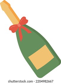 champagne in green bottle. Sparkling wine for Christmas or New Year. vector illustration