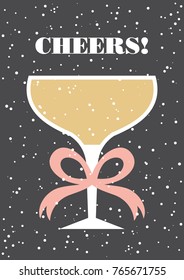 Champagne greeting card design. Vector illustration.