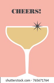 Champagne greeting card design. Vector illustration.