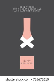 Champagne greeting card design. Vector illustration.