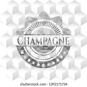 Champagne grey badge with geometric cube white background
