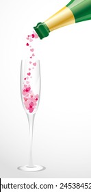 Champagne with hearts