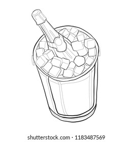 champagne in an ice bucket black marker