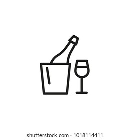 Champagne in Ice Bucket Line Icon