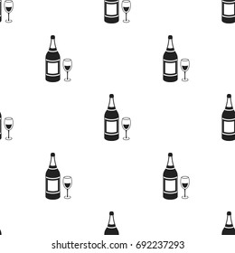 Champagne icon in black style isolated on white background. Alcohol symbol stock vector illustration.