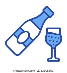 Ícone de champanhe azul ilustração de vetor
