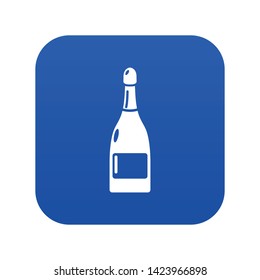 Champagne icon blue vector isolated on white background