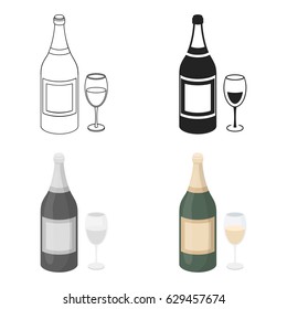 Champagne icon in cartoon style isolated on white background. Alcohol symbol stock vector illustration.