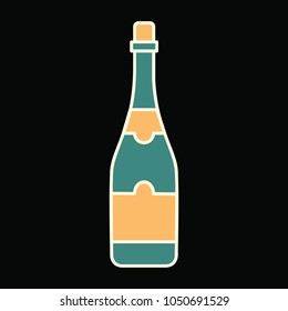 Champagne icon. Cartoon Champagne vector icon for web design isolated on black background