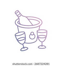 Ícone de champanhe limpo e ilustração vetorial moderna