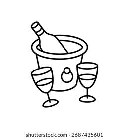 Ícone de champanhe limpo e ilustração vetorial moderna