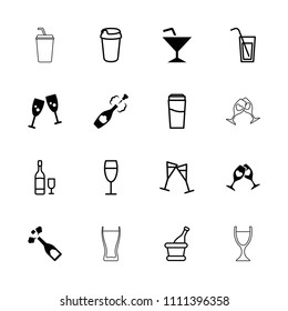 Champagne icon. collection of 16 champagne filled and outline icons such as glasses clink, drink, wine glass. editable champagne icons for web and mobile.