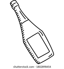 Champagne icon. Doddle Hand Drawn or Black Outline icon Style.
