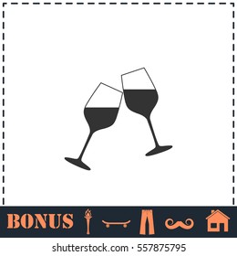 Champagne icon flat. Simple vector symbol and bonus icon