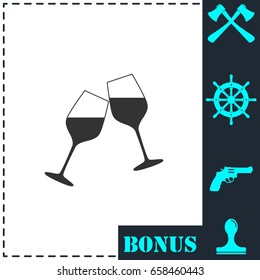 Champagne icon flat. Simple vector symbol and bonus icon