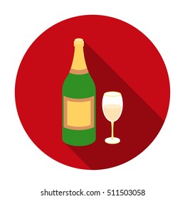 Champagne icon in flat style isolated on white background. Alcohol symbol stock vector illustration.