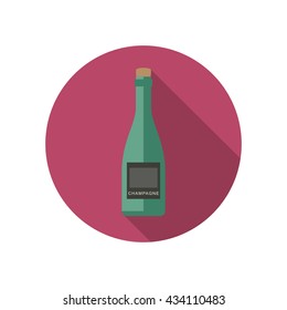 Champagne icon in flat style. Vector flat bottle of wine.