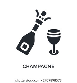 Estilo de glifo de icono de champán. Ilustración vectorial Para El Diseño gráfico