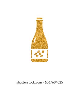 Champagne icon in gold glitter texture. Sparkle luxury style vector illustration.