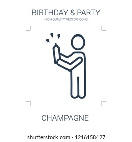 champagne icon. high quality line champagne icon on white background. from birthday party collection flat trendy vector champagne symbol. use for web and mobile