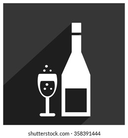 Champagne icon. long shadow icon