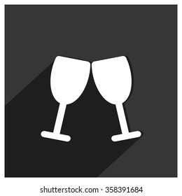 champagne icon. long shadow icon