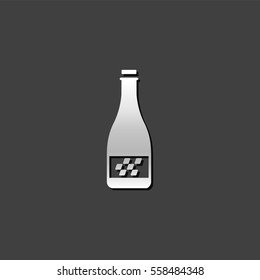 Champagne icon in metallic grey color style. Winner champion celebration