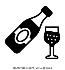 Champagne Icon Mixed Vector Illustration