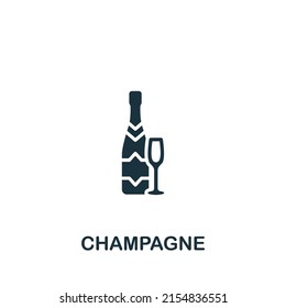 Champagne icon. Monochrome simple Drinks icon for templates, web design and infographics