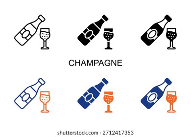 Champagne Icon Multi Style Vector Illustration