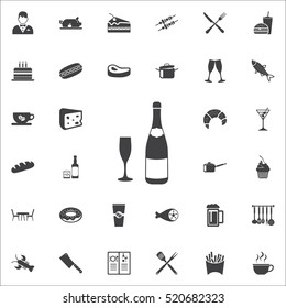 champagne icon on the white background. restaurant set of icons.