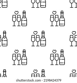 champagne icon pattern. Seamless champagne pattern on white background.
