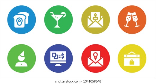 champagne icon set. 8 filled champagne icons.  Simple modern icons about  - Toast, Birthday, Cocktail, Gambling, Invitation, Champagne, Event
