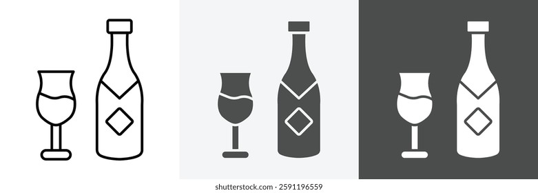 Champagne Icon set vector art